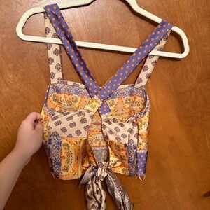 Silky tie-back multi-color top from a boutique in Key West, Fl. Size Small
